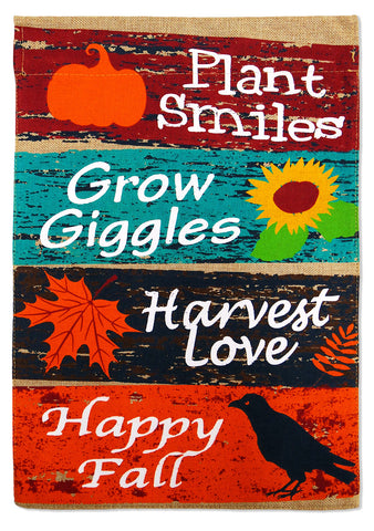 Harvest Love Burlap - Harvest & Autumn Fall Vertical Applique Decorative Flags HGE80041 Imported