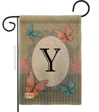 Butterflies Y Initial - Bugs & Frogs Garden Friends Vertical Impressions Decorative Flags HG130155 Made In USA