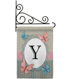 Butterflies Y Initial - Bugs & Frogs Garden Friends Vertical Impressions Decorative Flags HG130155 Made In USA