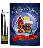 Winter Home Snowglobe - Christmas Winter Vertical Impressions Decorative Flags HG114220 Made In USA