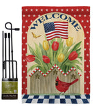 Patriotic Flowers - Patriotic Americana Vertical Impressions Decorative Flags HG111062 Made In USA