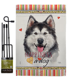 Siberian Husky Happiness - Pets Nature Vertical Impressions Decorative Flags HG110223 Made In USA