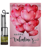 Happy Love Balloons - Valentines Spring Vertical Impressions Decorative Flags HG192150 Made In USA