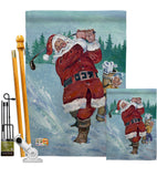 Snow Golfing Santa - Christmas Winter Vertical Impressions Decorative Flags HG114121 Made In USA