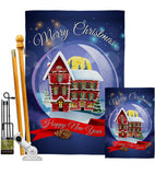 Winter Home Snowglobe - Christmas Winter Vertical Impressions Decorative Flags HG114220 Made In USA