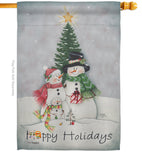 Snowman Family - Christmas Winter Vertical Impressions Decorative Flags HG114094 Made In USA