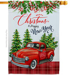 Christmas Happy New Year - Christmas Winter Vertical Impressions Decorative Flags HG114230 Made In USA