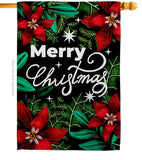 Merry Poinsettia - Christmas Winter Vertical Impressions Decorative Flags HG114248 Made In USA