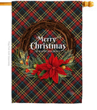 Poinsettia Wreath - Christmas Winter Vertical Impressions Decorative Flags HG192273 Made In USA