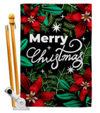 Merry Poinsettia - Christmas Winter Vertical Impressions Decorative Flags HG114248 Made In USA