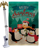 Penguins Christmas - Christmas Winter Vertical Impressions Decorative Flags HG114254 Made In USA