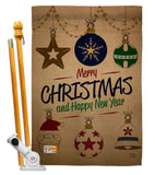 Joyful Christmas And New Year - Christmas Winter Vertical Impressions Decorative Flags HG191079 Made In USA