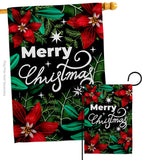 Merry Poinsettia - Christmas Winter Vertical Impressions Decorative Flags HG114248 Made In USA