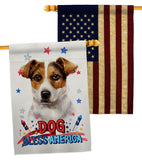 Patriotic Russell Terrier - Pets Nature Vertical Impressions Decorative Flags HG120103 Made In USA