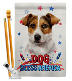 Patriotic Russell Terrier - Pets Nature Vertical Impressions Decorative Flags HG120103 Made In USA