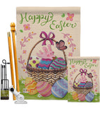 Happy Easter Colourful Basket Eggs - Easter Spring Vertical Impressions Decorative Flags HG192018 Made In USA