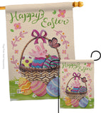 Happy Easter Colourful Basket Eggs - Easter Spring Vertical Impressions Decorative Flags HG192018 Made In USA