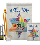 Mazel Tov Star - Hanukkah Winter Vertical Impressions Decorative Flags HG114132 Made In USA