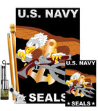 U.S. Navy Seal - Military Americana Vertical Applique Decorative Flags HG108051