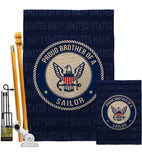 Proud Brother Sailor - Military Americana Vertical Impressions Decorative Flags HG108502 Made In USA