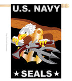 U.S. Navy Seal - Military Americana Vertical Applique Decorative Flags HG108051