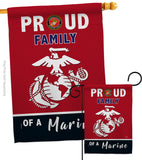 Proud Family Marines - Military Americana Vertical Impressions Decorative Flags HG108464 Made In USA