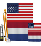 Netherlands US Friendship - Nationality Flags of the World Vertical Impressions Decorative Flags HG140463 Made In USA