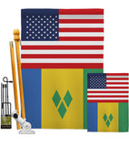 Saint Vincent US Friendship - Nationality Flags of the World Vertical Impressions Decorative Flags HG140497 Made In USA