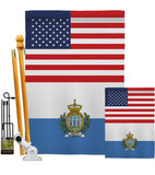 San Marino US Friendship - Nationality Flags of the World Vertical Impressions Decorative Flags HG140500 Made In USA