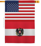 Austria w/Eagle US Friendship - Nationality Flags of the World Vertical Impressions Decorative Flags HG140285 Made In USA