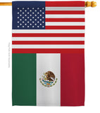 Mexico US Friendship - Nationality Flags of the World Vertical Impressions Decorative Flags HG140451 Made In USA