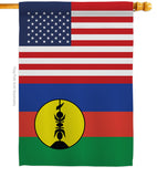 New Caledonia US Friendship - Nationality Flags of the World Vertical Impressions Decorative Flags HG140464 Made In USA