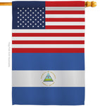 Nicaragua US Friendship - Nationality Flags of the World Vertical Impressions Decorative Flags HG140466 Made In USA