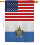 San Marino US Friendship - Nationality Flags of the World Vertical Impressions Decorative Flags HG140500 Made In USA