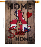 Country UK Home Sweet Home - Nationality Flags of the World Vertical Impressions Decorative Flags HG192030 Made In USA