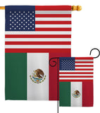 Mexico US Friendship - Nationality Flags of the World Vertical Impressions Decorative Flags HG140451 Made In USA