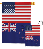 New Zealand US Friendship - Nationality Flags of the World Vertical Impressions Decorative Flags HG140465 Made In USA