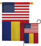 Romania US Friendship - Nationality Flags of the World Vertical Impressions Decorative Flags HG140491 Made In USA