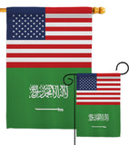 Saudi Arabia US Friendship - Nationality Flags of the World Vertical Impressions Decorative Flags HG140639 Made In USA