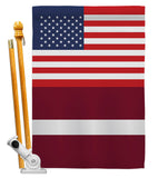 Latvia US Friendship - Nationality Flags of the World Vertical Impressions Decorative Flags HG140430 Made In USA