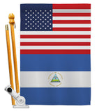 Nicaragua US Friendship - Nationality Flags of the World Vertical Impressions Decorative Flags HG140466 Made In USA