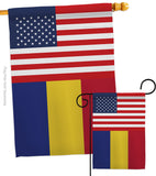 Romania US Friendship - Nationality Flags of the World Vertical Impressions Decorative Flags HG140491 Made In USA