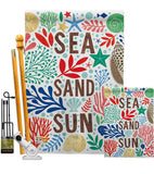 Sea Sand Sun - Nautical Coastal Vertical Impressions Decorative Flags HG107065 Made In USA