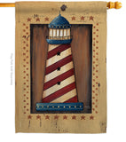 Patriotic Lighthouse - Nautical Coastal Vertical Impressions Decorative Flags HG107056 Made In USA