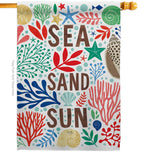 Sea Sand Sun - Nautical Coastal Vertical Impressions Decorative Flags HG107065 Made In USA