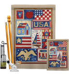 USA Collage - Patriotic Americana Vertical Impressions Decorative Flags HG111077 Made In USA