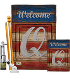 Patriotic Q Initial - Patriotic Americana Vertical Impressions Decorative Flags HG130121 Made In USA