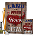 Land of the Free, Home of the Brave - Patriotic Americana Vertical Impressions Decorative Flags HG191110 Made In USA