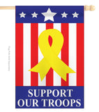 Support Our Troops 5 Star - Patriotic Americana Vertical Applique Decorative Flags HG111043