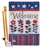 Welcome Patriotic - Patriotic Americana Vertical Impressions Decorative Flags HG111056 Made In USA